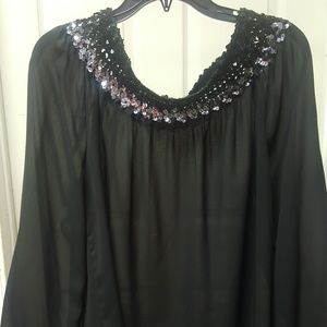 C-mon black chiffon offshoulder top with sequence